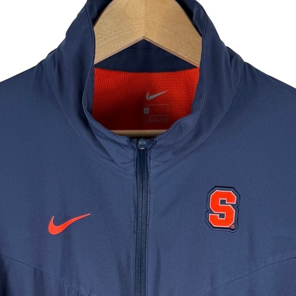 Nike Syracuse University Full Zip Track Jacket Mens Large Navy Blue Orange Logo